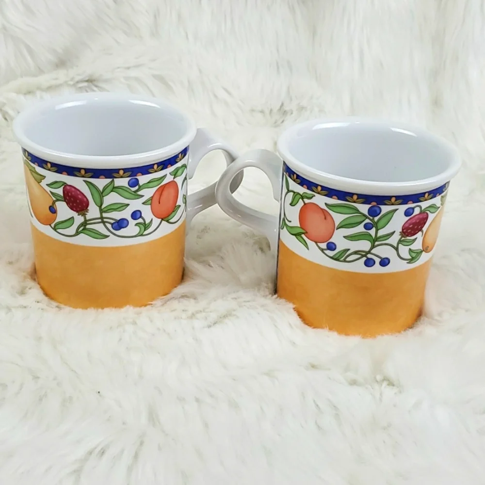 Dansk Fiance Fruits coffee mug set of 2